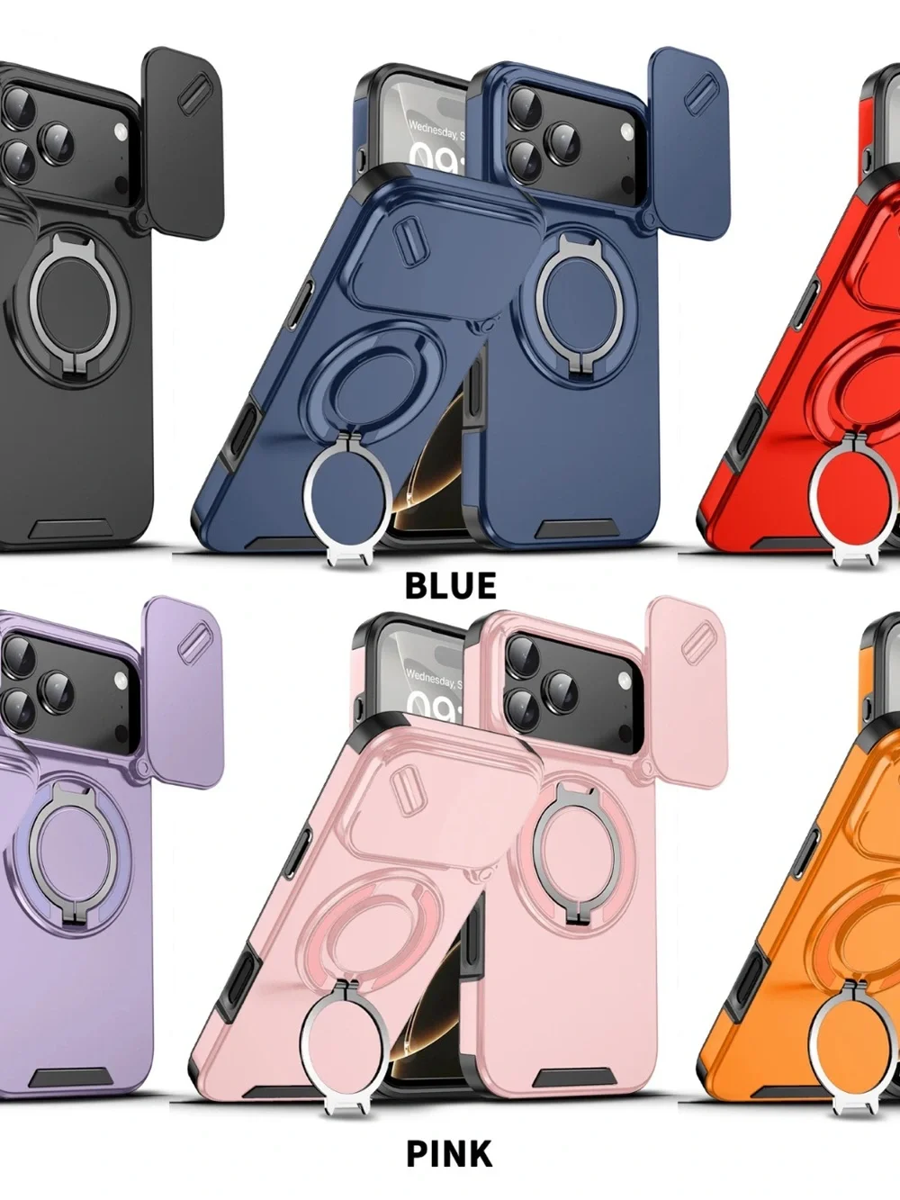 Magnetic Car Mount Ring Phone 17 pro max Case - Orange